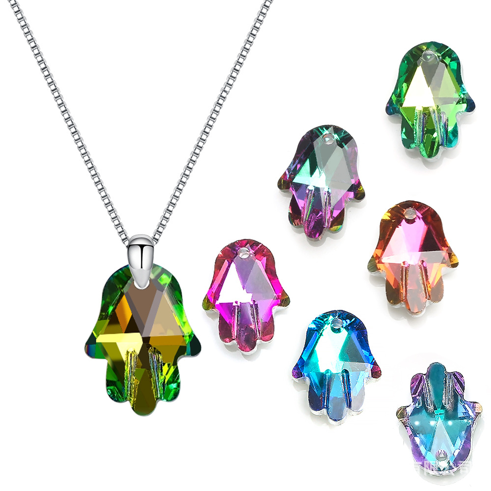 耳环配件diy锁骨链 AB彩幻彩佛手水晶项链吊坠 批发diy手工