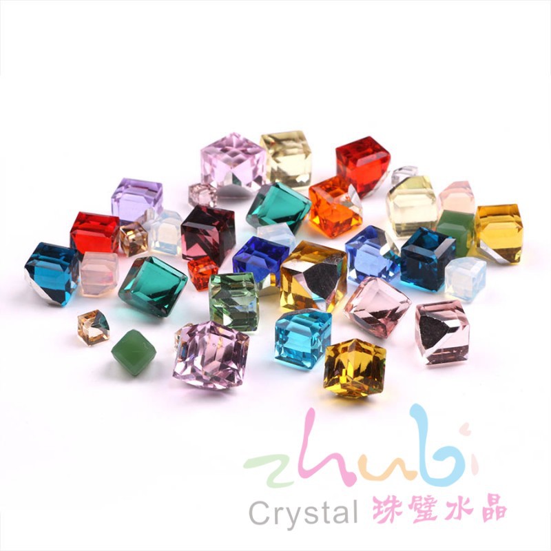 厂家批发多色切角镀底钻 立方体水钻 diy饰品贴钻 水晶美甲钻