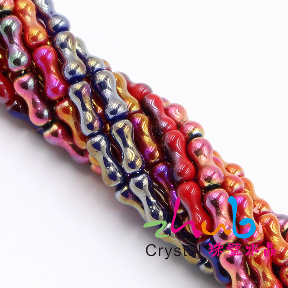 diy儿童 串珠手工饰品材料配件3*8mm花生珠 小蛮腰 狗骨头电镀色