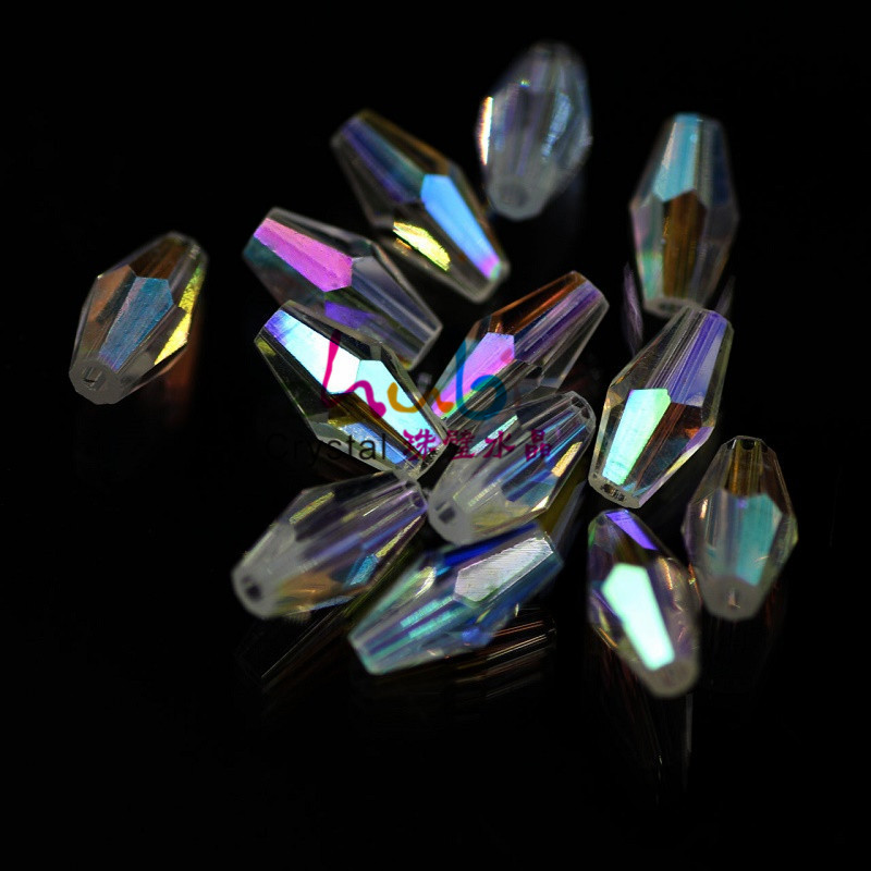 6*12MM玻璃水晶长尖珠时尚鞋花材料 服装辅料DIY饰品配饰材料