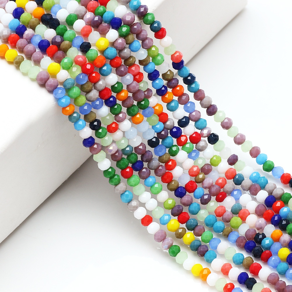 热销4MM车轮扁珠水晶珠 40色瓷玉料新色 DIY手工串珠珠帘散珠批发
