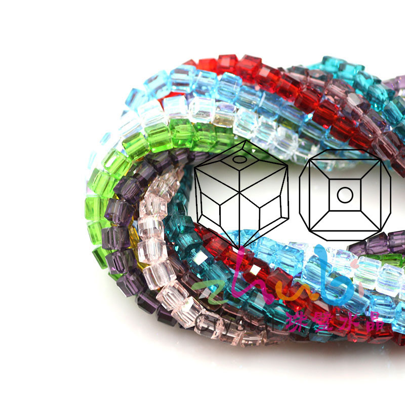 DIY手工串珠材料珠子散珠批发2/3mm四方水晶珠 水晶方珠 100颗/条