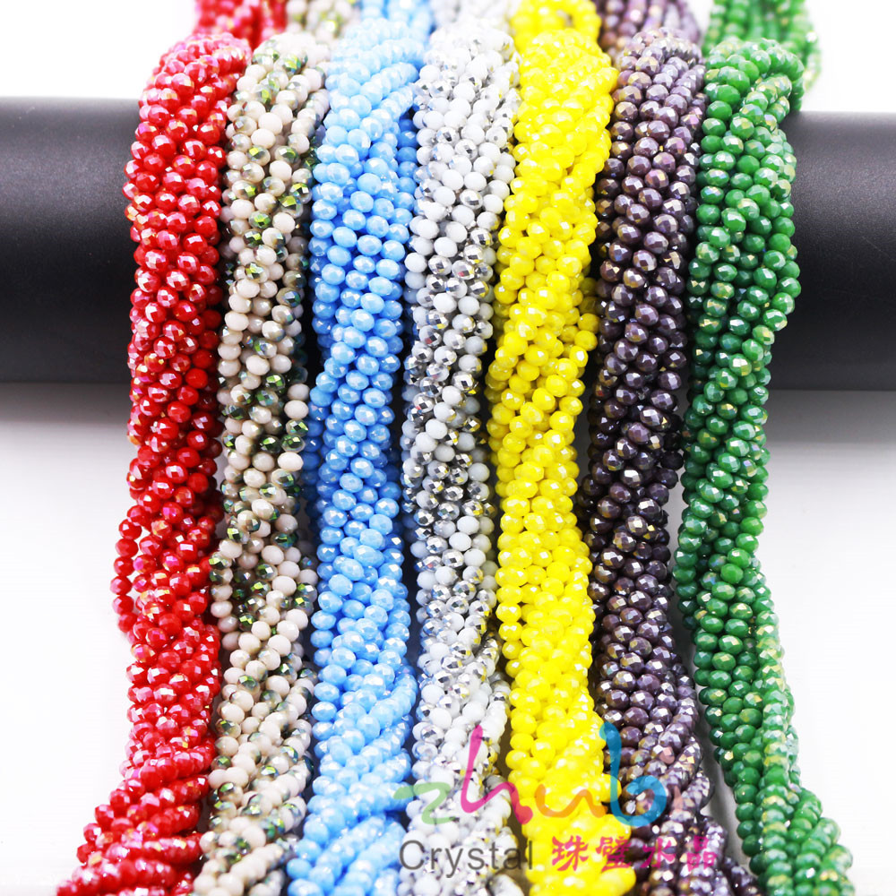 厂家批发4mm瓷玉料电镀色车轮珠批发 水晶扁珠 DIY手工材料散珠子