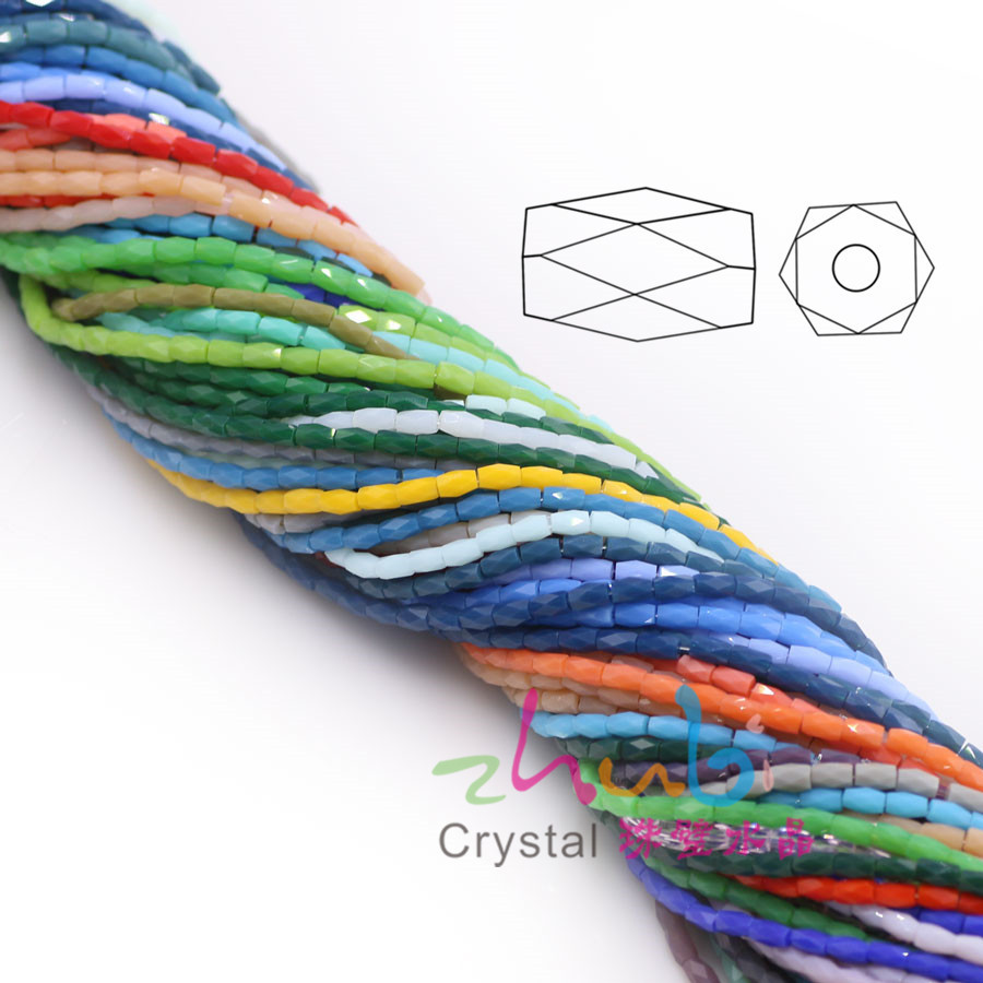 批发 2*4mm彩色18刻面瓷玉料长方珠 DIY饰品材料配件水晶散珠