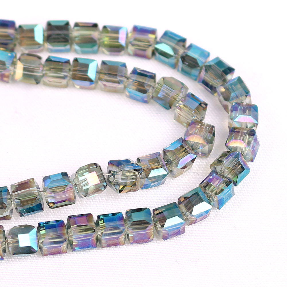 DIY流行饰品配件款 2/3mm电镀四方水晶珠 水晶玻璃散珠串珠材料