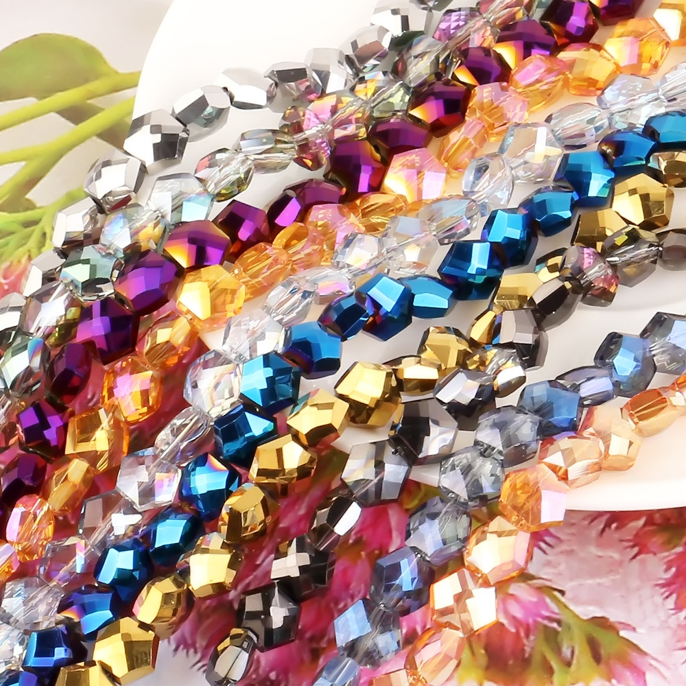新款diy饰品配件散珠 中孔六角珠4/6/8MM电镀色手链发饰配件批发