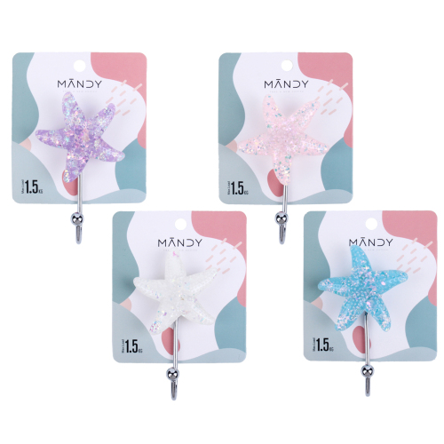 [Mandi Home] Starfish Suction Cup Hook Bathroom Kitchen Hook Sticky Hook Strong Load-Bearing Punch-Free 