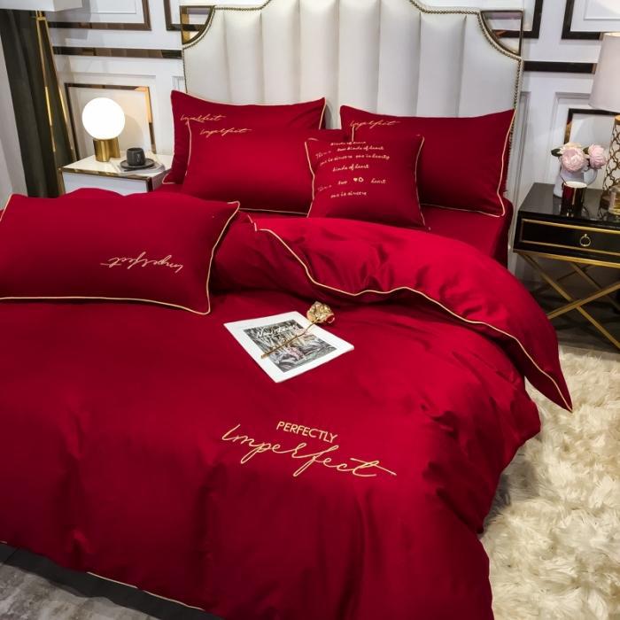 全棉60支长绒棉四件套欧式冰丝纯棉床单被套床笠床上用品轻奢刺绣