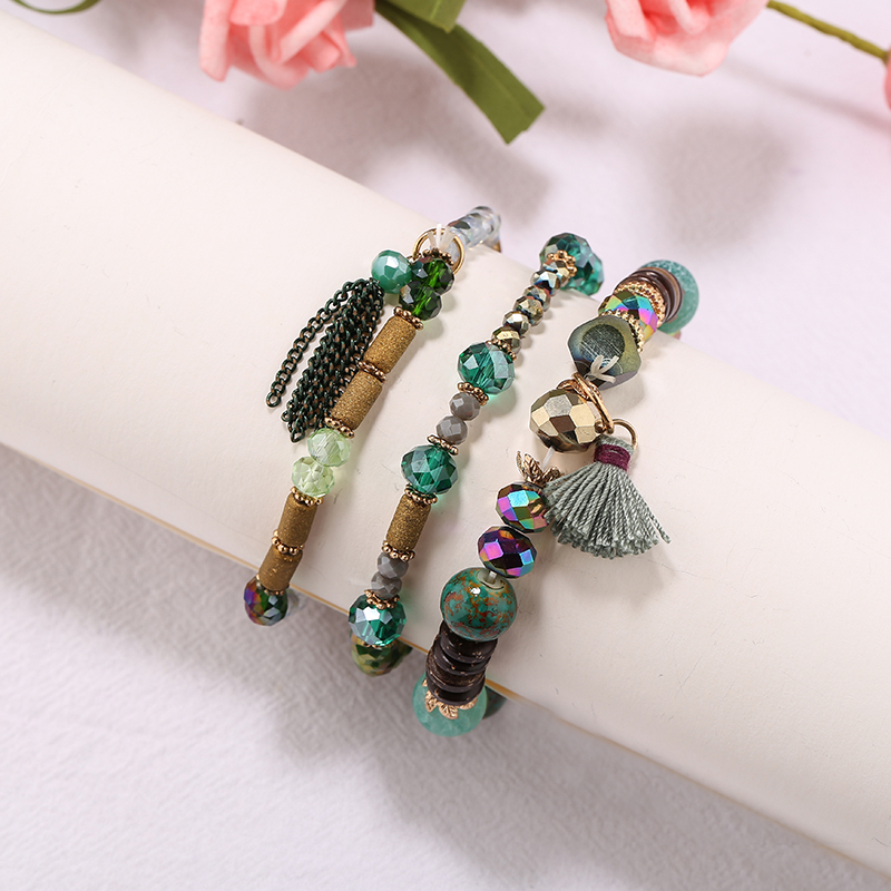 速卖通外贸ins风多层手链 波西米亚手环甜美百搭流苏手串厂家直销
