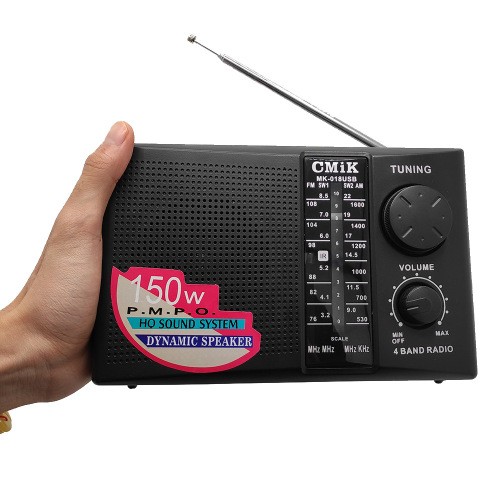 Cmik Black Retro Radio FM MW SW 3 Band Pointer Tuning Cross-Border