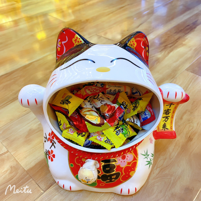 糖罐招财猫摇手猫陶瓷摆件