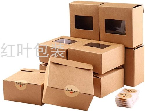 Wholesale Custom Kraft Paper Cake/Cookie Packing Box Jewelry Packing Box PVC Window Visual Tape Sticker