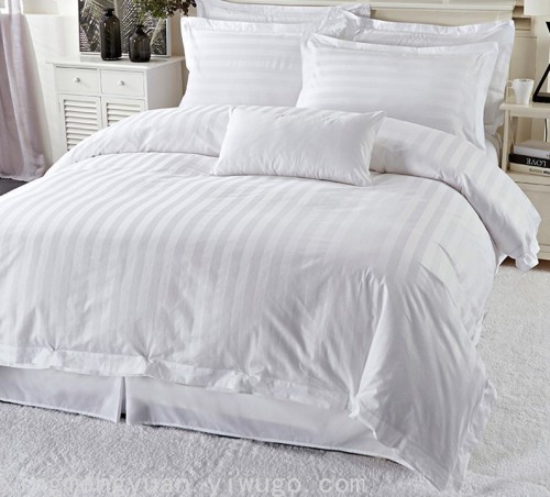 40 linen in hotel rooms three-point bed sheet quilt cover hotel bedding white jacquard four-piece set