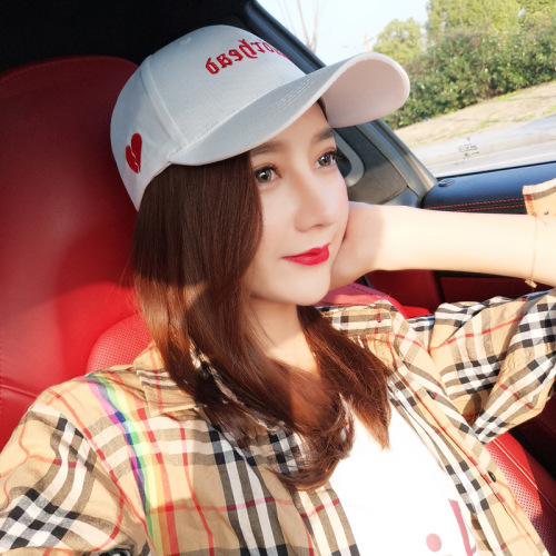 Summer Sun Protection Peaked Cap Korean Style Fashionable Casual All-Match Japanese Style Embroidery Love Lace-up Couple Baseball Cap Female Hat