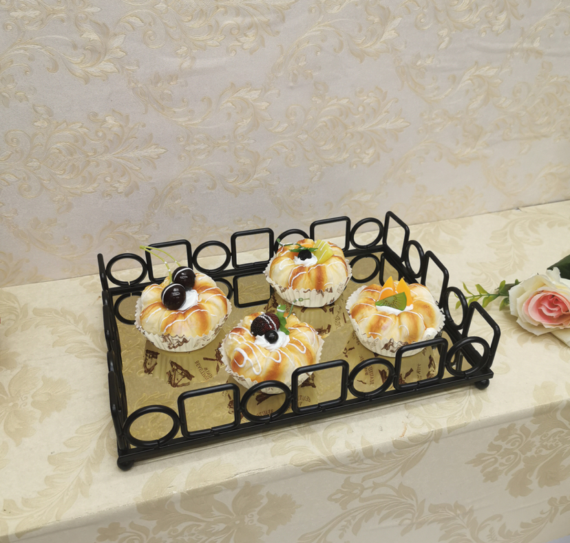 欧式金属托盘摆件镜面茶几简约镂空装饰盘首饰盘金色圆形客厅摆件