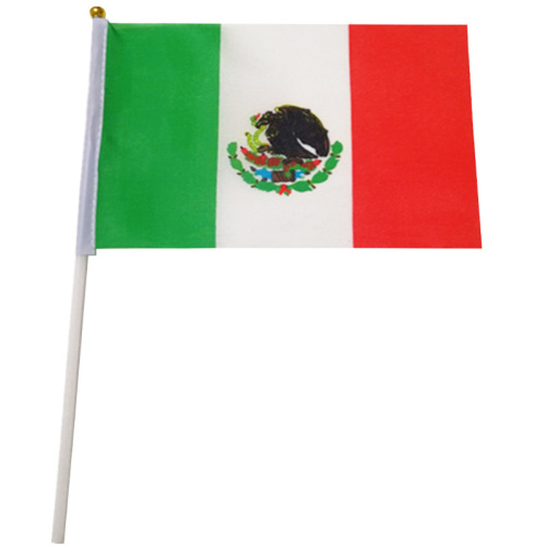 manufacturers supply mexican flag 14 * 21cm hand-waving flag silk screen printing chunya spinning no. 8 mexican flag