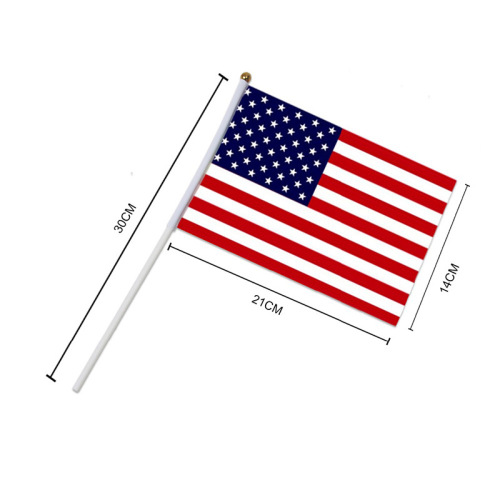 Manufacturers Supply American Flag 14 * 21cm Election Hand-Waving Flag Competition Flag American Hand-Waving Flag Customized