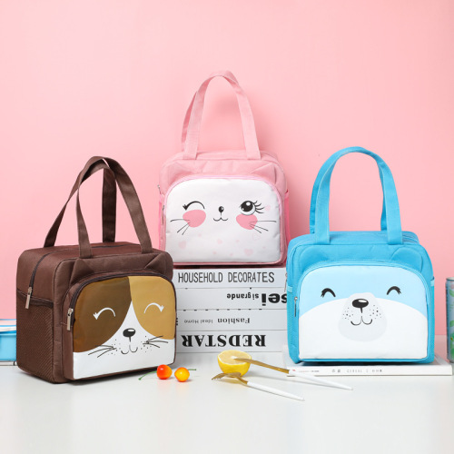 cute pet cartoon thermal insulation bag lunch bag large capacity student lunch bag portable lunch box bag