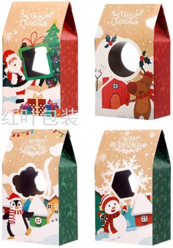 Wholesale Custom Christmas Series Kraft Paper Candy Box Baking Box Window Visual Buckle