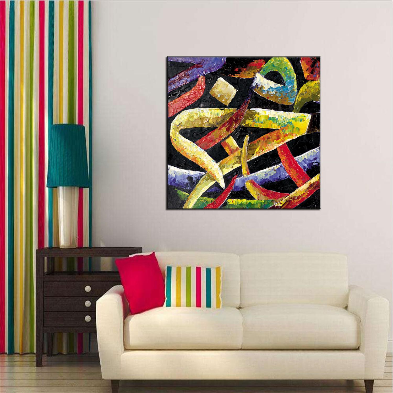 外贸货源抽象轻奢款油画跨境专供抽象装饰画宾馆酒店民宿配画