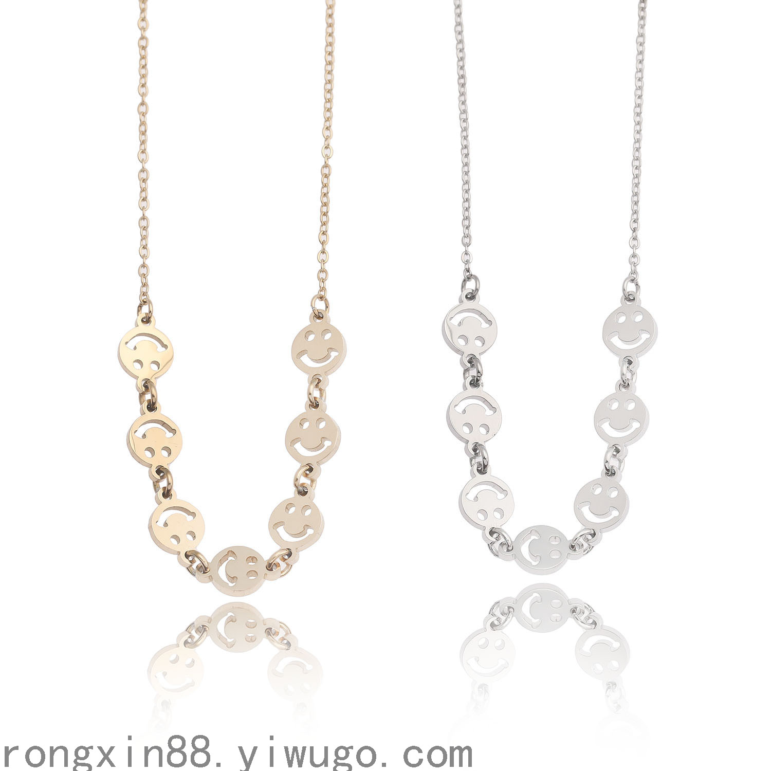 欧美新款跨境饰品简约笑脸组合吊坠项链女 简约笑脸锁骨链