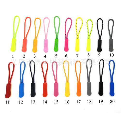 spot bag zipper head drawstring color clothing bag injection molding rope pull head pu pull head rope zipper lanyard