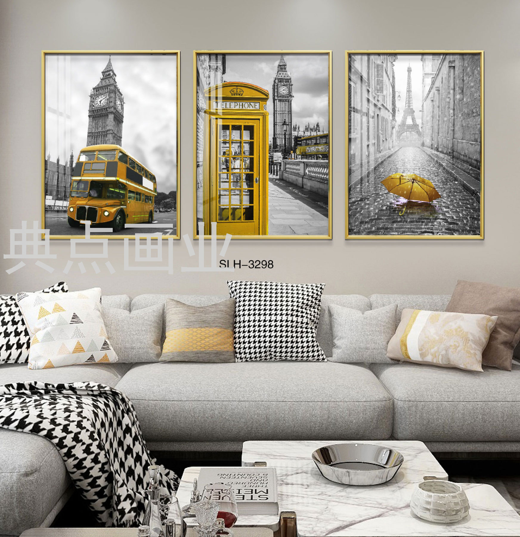 现代简约建筑风景居家客厅沙发背景走廊挂画装饰画酒店大厅装饰画