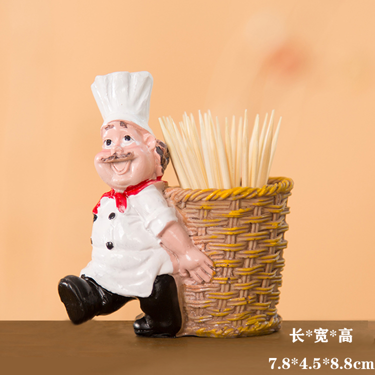 欧式厨师牙签桶创意牙签盒家居客厅餐桌装饰摆件牙签罐家用牙签筒