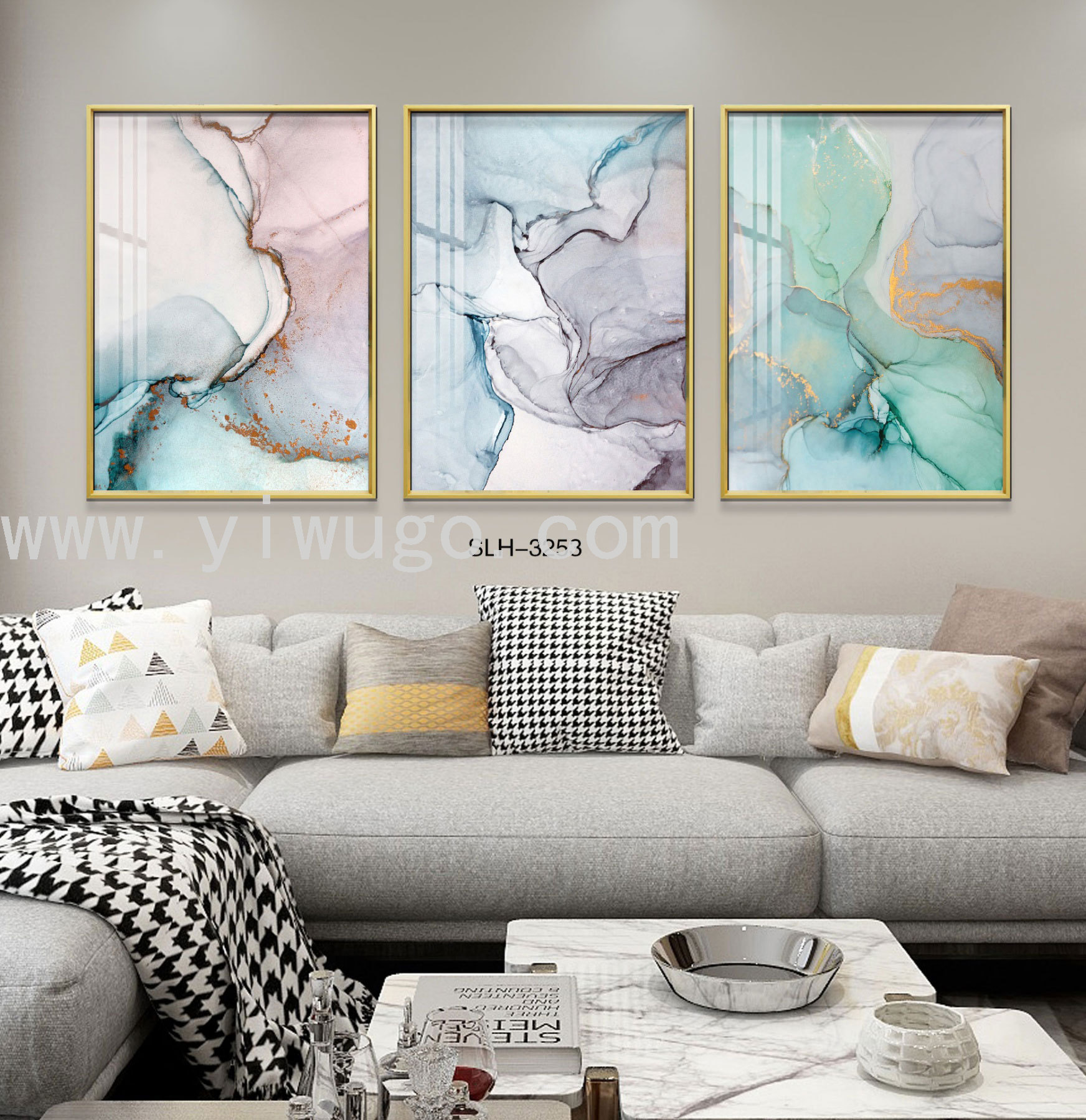 简约装饰画几何抽象无框画北欧风格居家客厅走廊水晶工艺装饰画