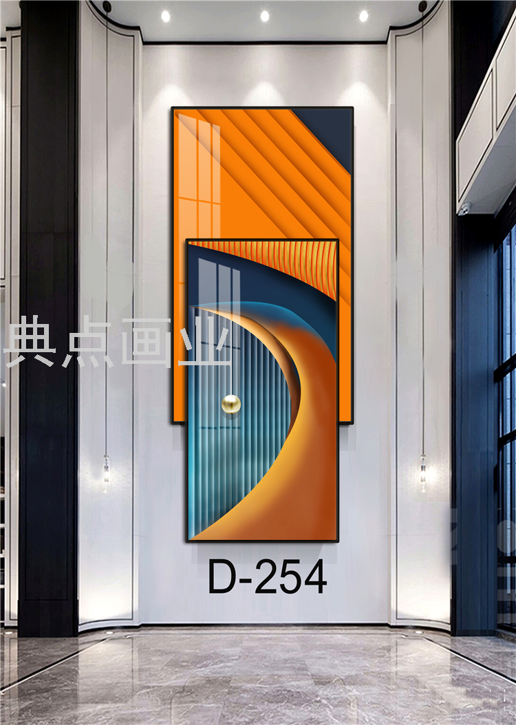 豪华抽象风格玄关画家庭客厅酒店走廊装饰画轻奢风晶瓷画高档挂画