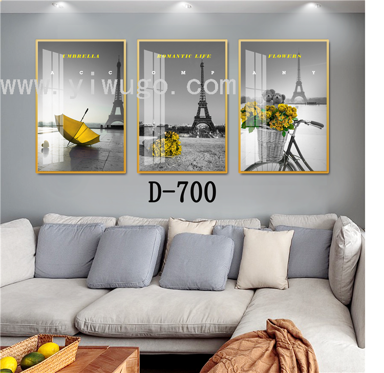 北欧现代风格居家客厅沙发背景挂画装饰画酒店大厅走廊晶瓷装饰画