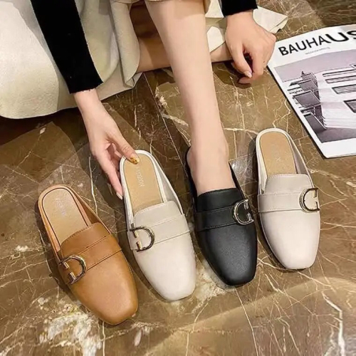 women‘s spring and summer new closed toe half slippers outer wear internet celebrity slip-on slippers ft non-slip factory customized