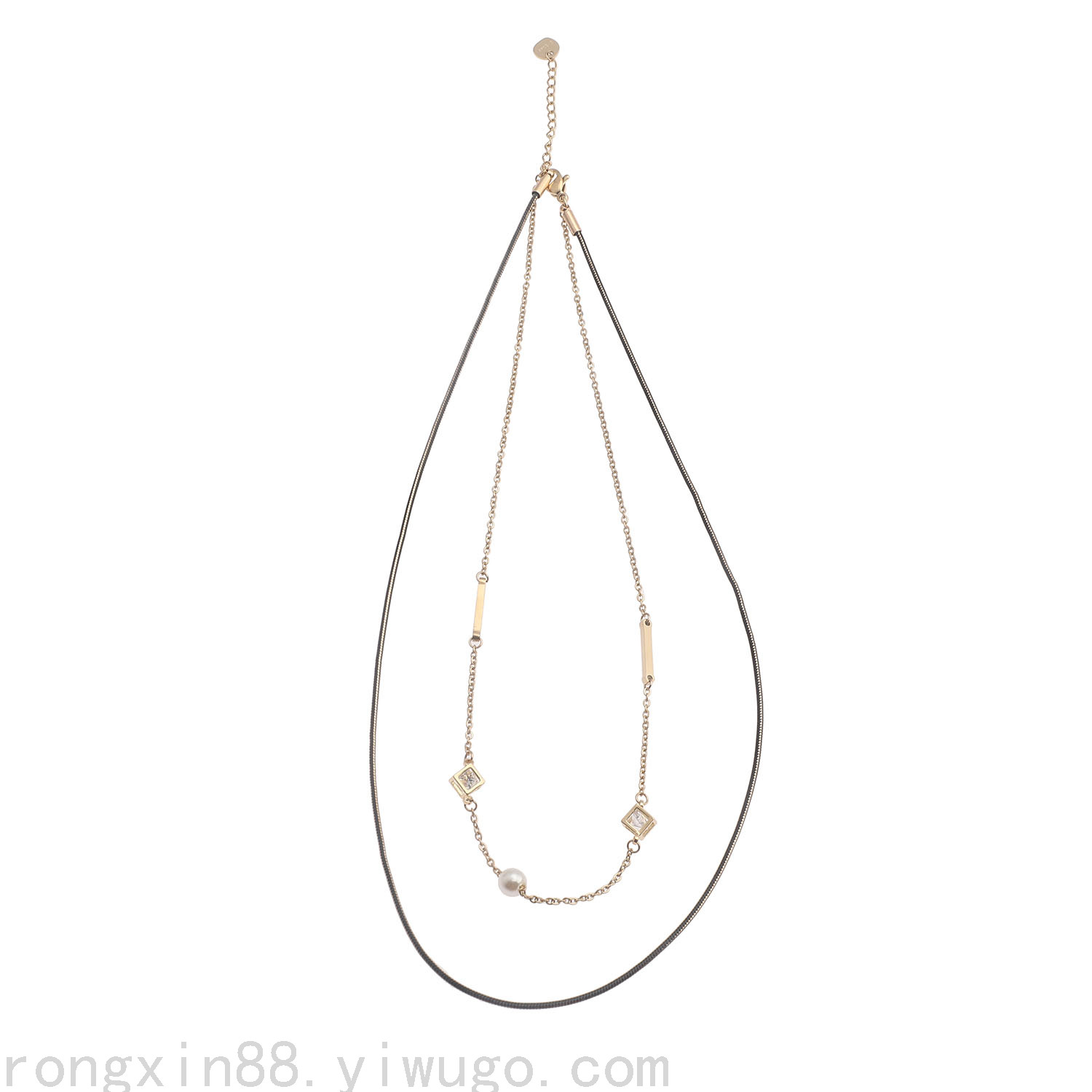 欧美跨境爆款 不锈钢双层时尚吊坠 项链锁骨链百搭项链饰