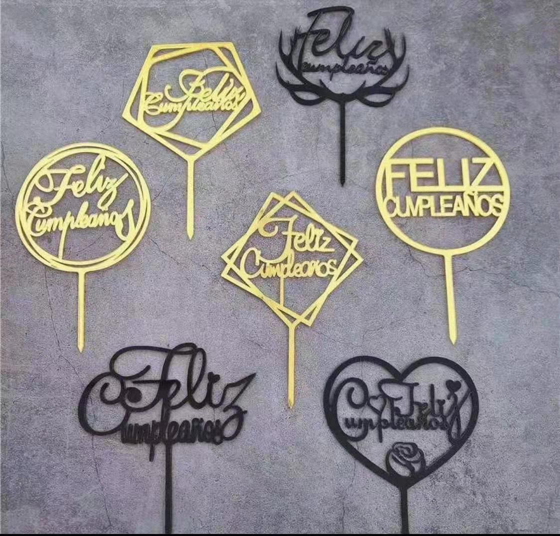 亚克力阿语西文生日用品蛋糕插牌插旗插卡烘焙装饰摆件蛋糕装饰