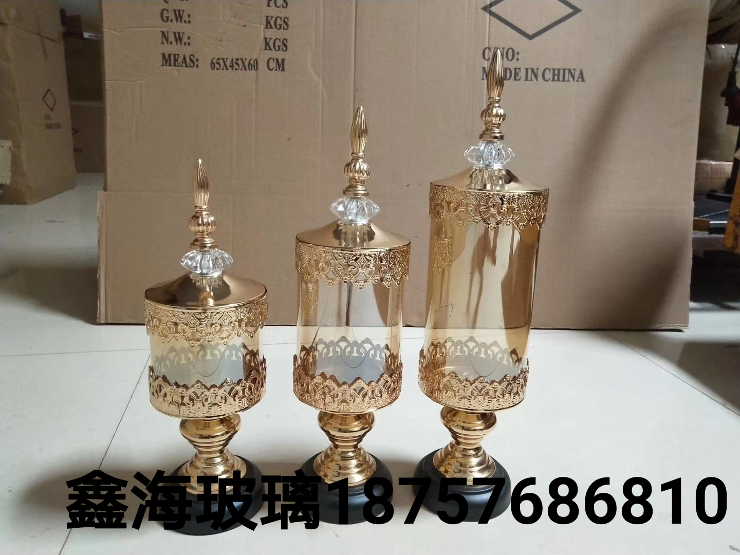 烛台玻璃工艺品蜡烛摆台花瓶花边玻璃烛台摆件金色银色烛台装饰品