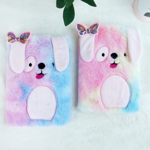Factory Direct Sales A5 New Cute Pet Long Ear Puppy Plush Craft Handmade Notebook Furry Book Cute