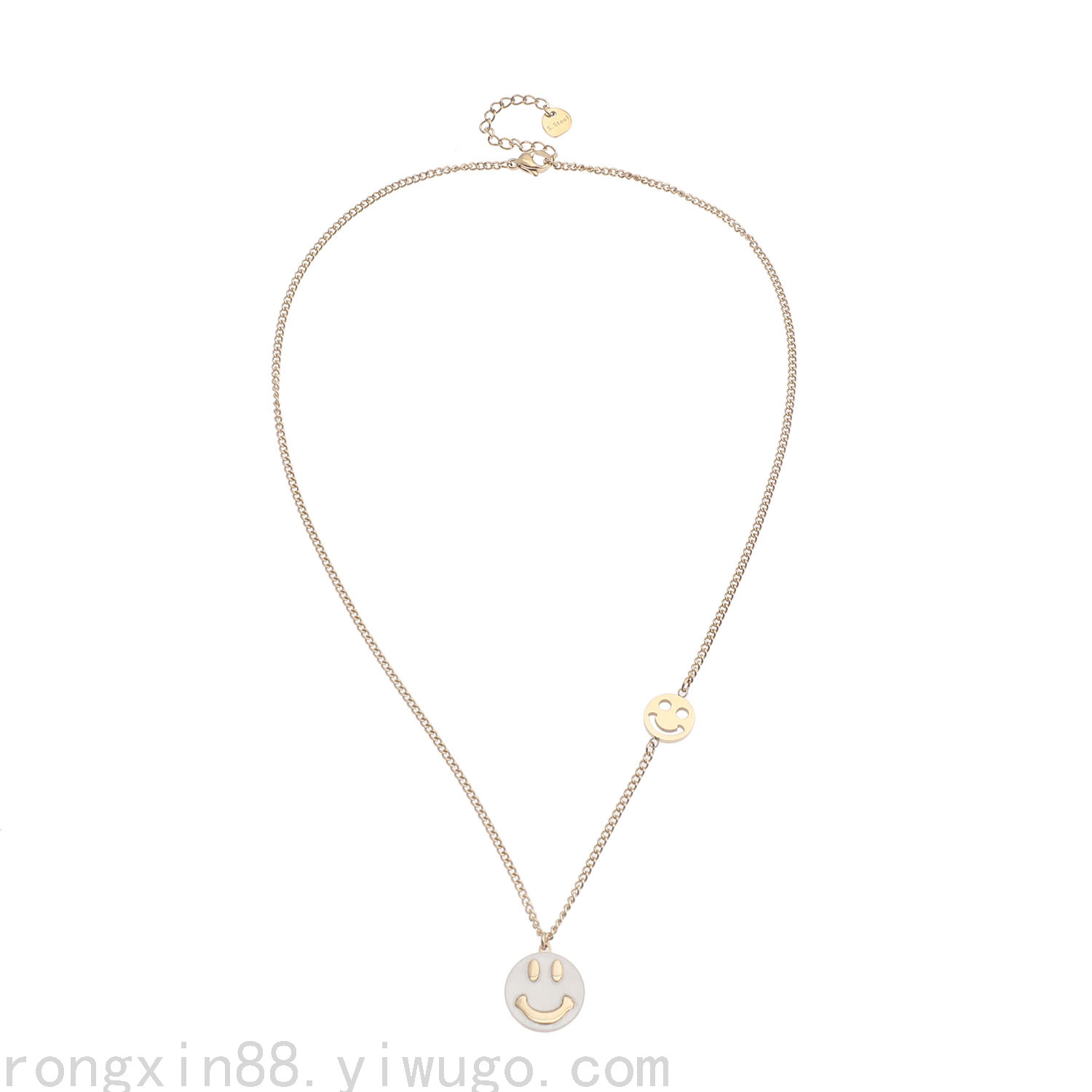 欧美跨境饰品 不锈钢笑脸长款毛衣链 复古简约项链