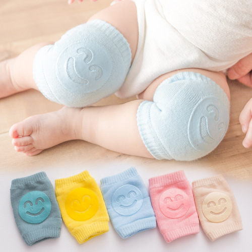 2021 Summer Terry Baby Socks Elbow Pad Toddler Crawling Knee Pad Baby Child Knee Pad Smiley Face Knee Pad