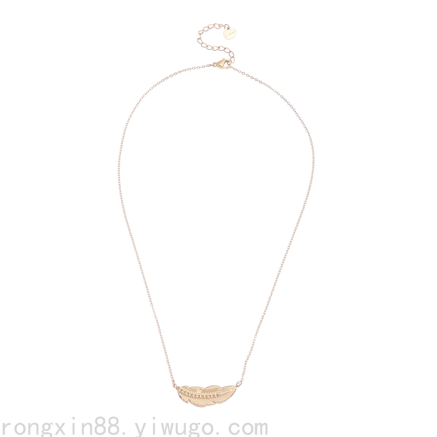 跨境饰品简约欧美街拍项链羽毛雕花锁骨项链