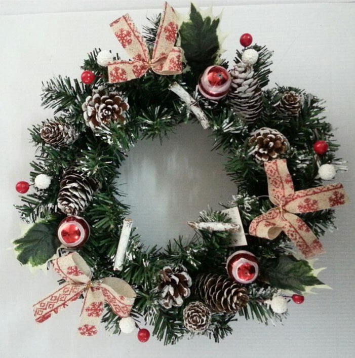 2021年圣诞装饰花环 红白色系花环  30cm 40cm