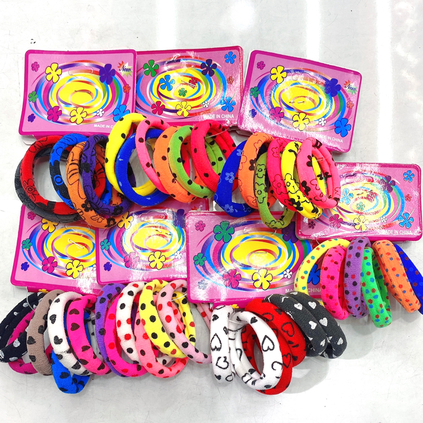 爆款韩版印花圆点发圈发饰 高弹不伤发头圈皮筋头饰无接缝毛巾圈