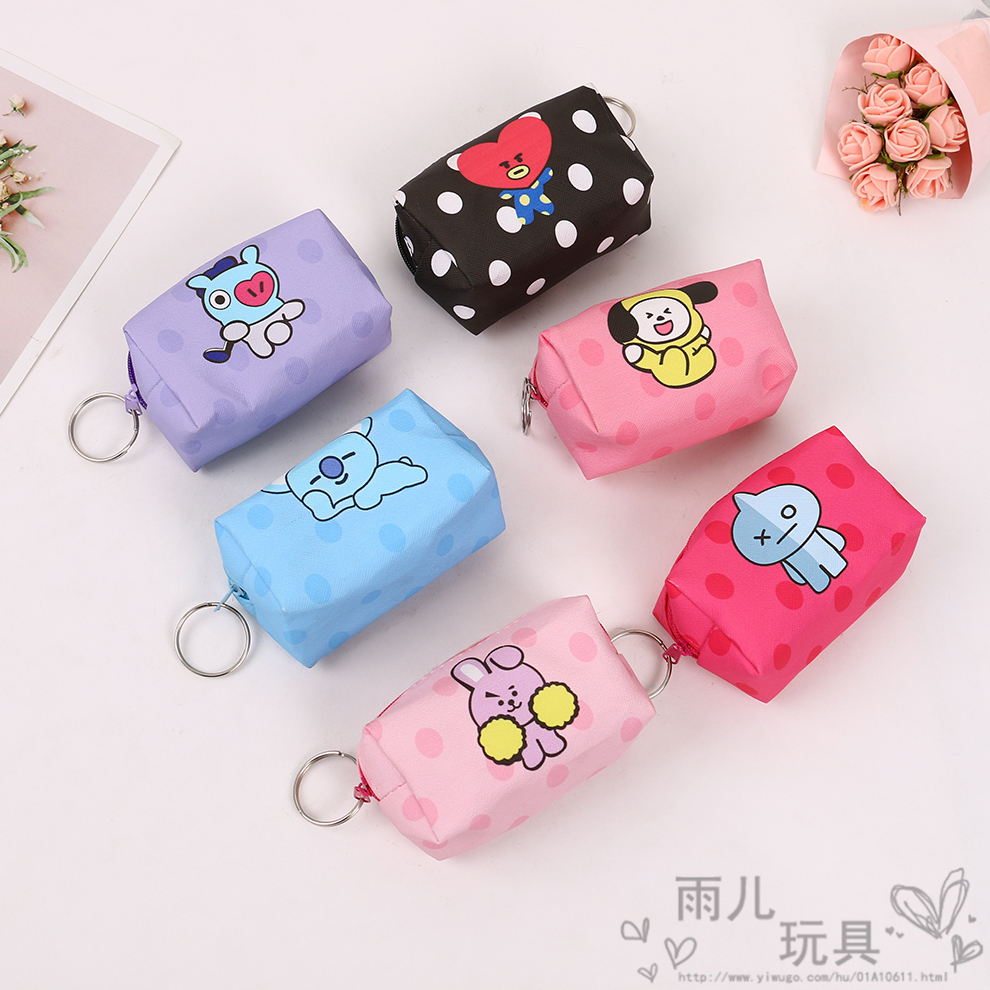 韩版ins卡通女孩硬币零钱包女可爱便携式学生零钱帆布小包拉链包