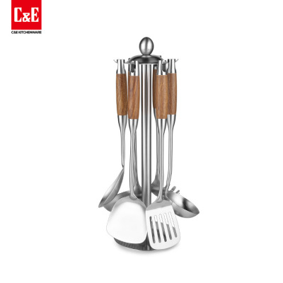 Chuangyi Kitchenware Set 304 Stainless Steel Cookware 5-Piece Set Ladel Full Set Spatula Spatula Wooden Handle