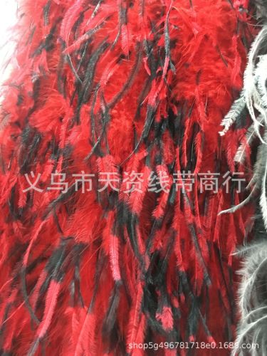 tie-dyed two-color red and black ostrich wool tops feather stripes wedding dress stage decoration ostrich feather stripes