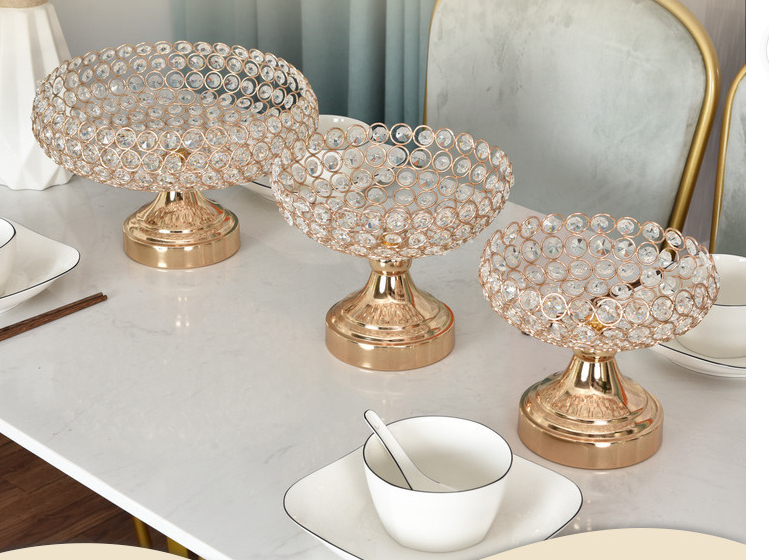 北欧浪漫金色花器摆件玻璃蜡烛台烛光晚餐现代家用餐桌装饰