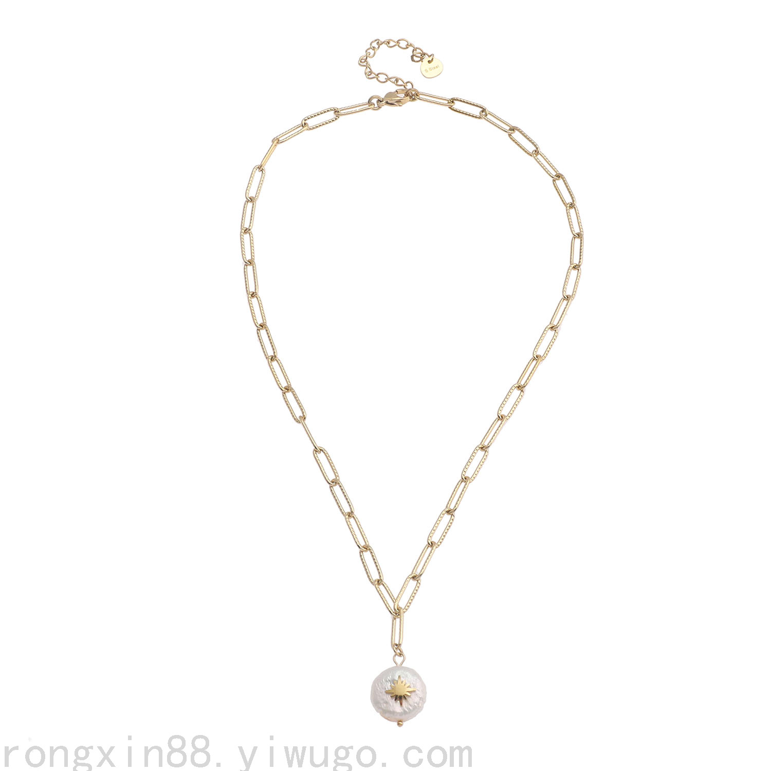 韩国风异行珍珠颈链欧美ins项链时尚夸张女几何复古珍珠锁骨链