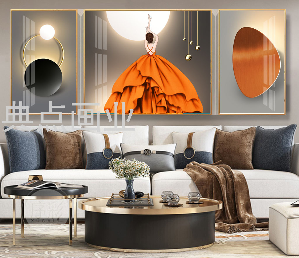 欧美轻奢美女晶瓷工艺装饰画现代大气居家客厅酒店大厅墙画装饰画