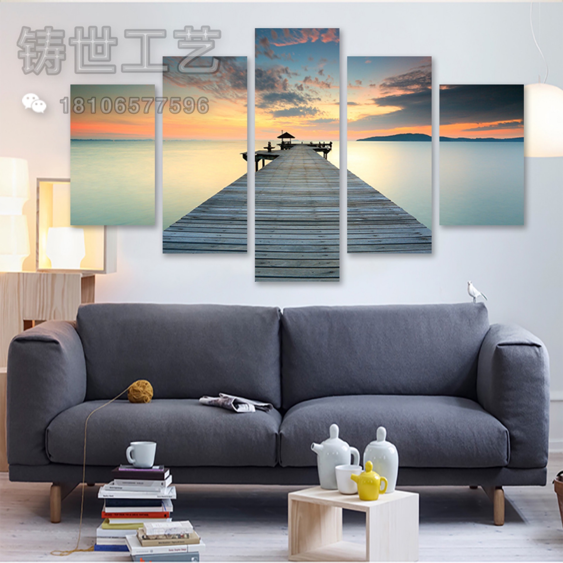 现代简约客厅装饰画风景卧室床头画餐厅饭店北欧风格壁画海景油画