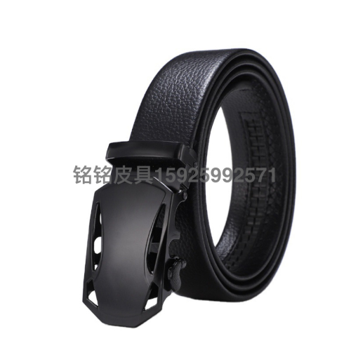[Live Supply Support Customization] Automatic Buckle Belt Men‘s Bag Edge Soft Leather Belt Young and Middle-Aged Casual Pants Belt