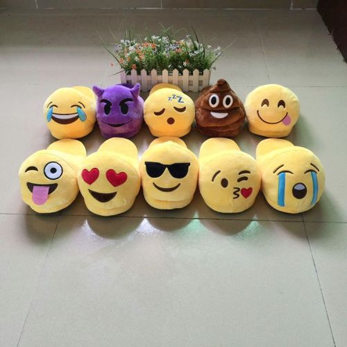factory spot smiley face expression cotton slippers emoji adult stool super soft cartoon home couple plush slippers